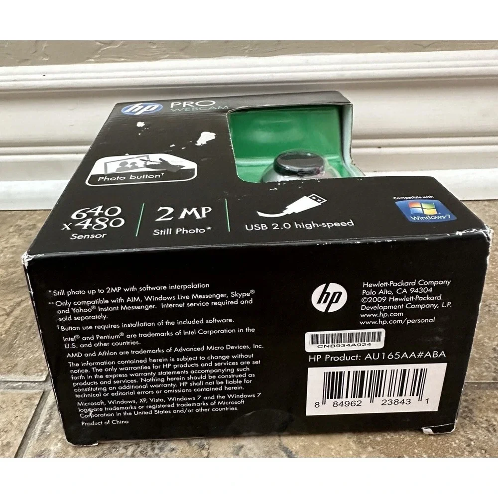 HP Pro Web Cam AU165AA YouTube Skype USB 640x480 Sensor 2MP